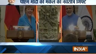 Watch Angela Merkel Returns India's Stolen Durga idol to PM Narendra Modi Video