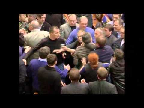 Watch Raw- Ukranian Lawmakers Fight in Parliament News Video Video