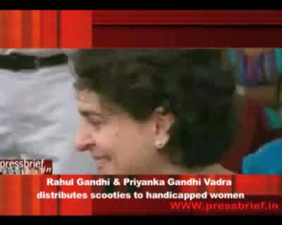 Watch Rahul Gandhi and Priyanka Gandhi Vadra distributed three-wheelers, 28th September 2011 Video