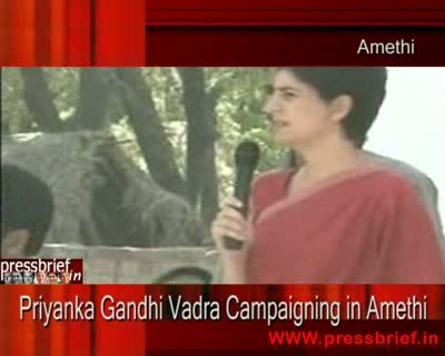 Watch Priyanka Gandhi Vadra Campaigning in Amethi (UP) 12th April 2009 Video