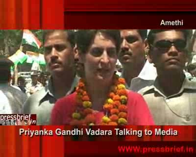Watch Priyanka Gandhi Vadra talking to media in Amethi (UP),12th April 2009 Video