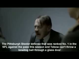 Watch Hitler reacts to Tim Tebow beating the Pittsburgh Steelers in the AFC playoffs in OT Video