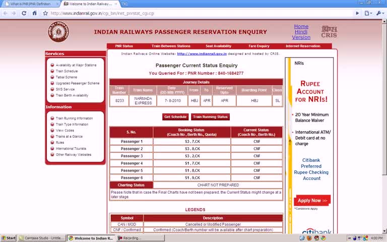Watch Indian Railway PNR Status Video