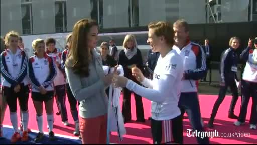 Watch Duchess of Cambridge plays hockey during London 2012 Olympic Park tour Video