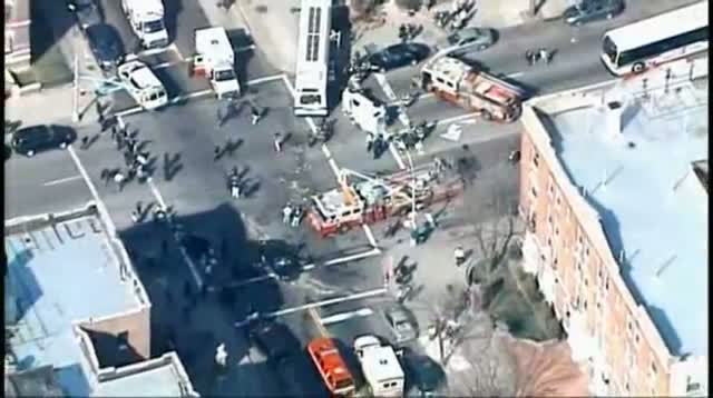 Watch Raw Video - Bus, Truck Collide in Brooklyn video Video