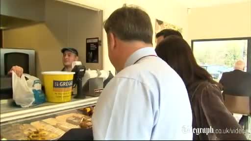 Watch Labour dine out on 'pasty tax' at Greggs video Video