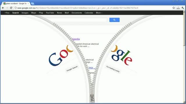Watch Google honors Gideon Sundback with a really funny doodle (April 24, 2012) Video