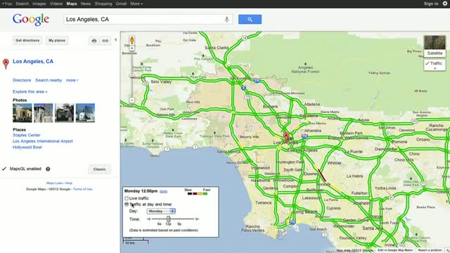 Watch Live and Typical Traffic in Google Maps Video