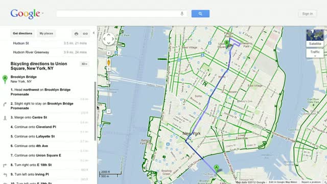 Watch Biking Directions in Google Maps Video