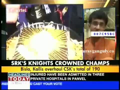 Watch Sourav Ganguly on KKR's IPL 5 Triumph Video