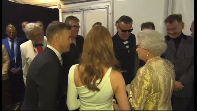 Watch The Queen jokes with JLS about her TV dinners backstage at the Diamond Jubilee concert Video