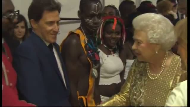 Watch The Queen meets Cheryl Cole and Peter Kay backstage at Diamond Jubilee concert Video
