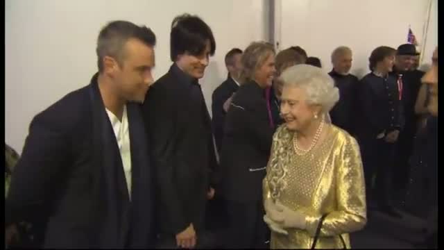 Watch Elton John and the Queen poke fun at Gary Barlow backstage at the Diamond Jubilee concert Video