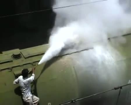 Watch Diesel and gasoline train cathces fire Video