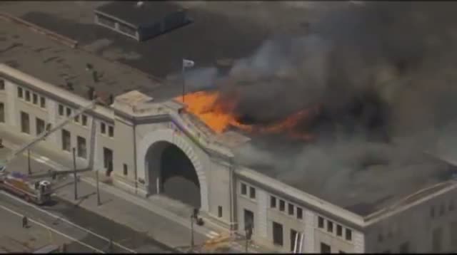 Watch Raw Video - Four-alarm Pier Fire in San Francisco Video
