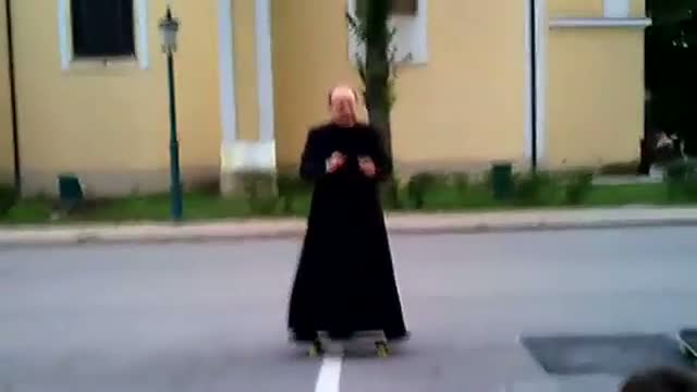 Watch Funny Skateboarding Priest (Very Hilarious) Video