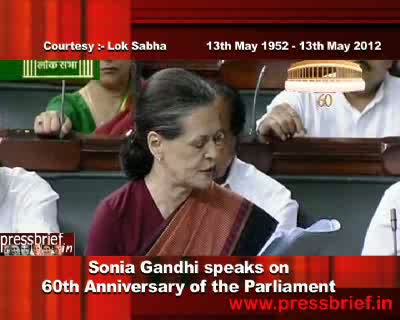 Watch Sonia Gandhi speaks on 60th Anniversary of the first sitting of Parliament of India Video