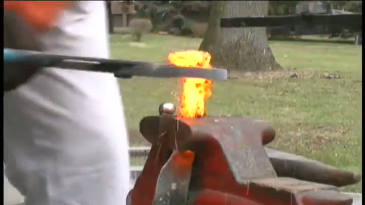 Watch Guy Makes Knife Out Of A Railroad Spike Video