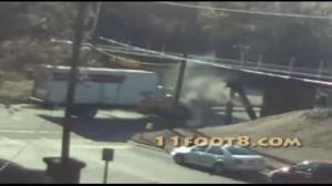 Watch Compilation of collisions on low bridge Video