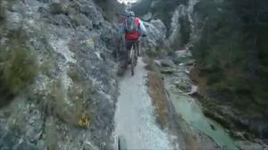 Watch Biking down a stupidly narrow hiking path Video