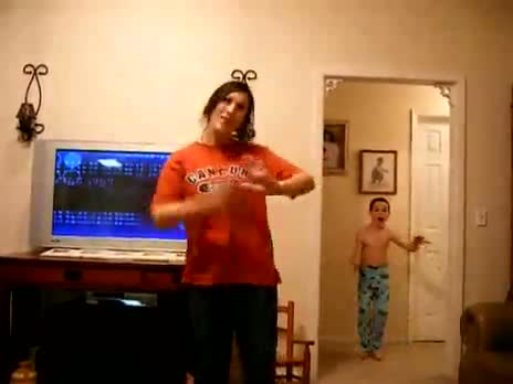 Watch Little brother hijacks sister's dance video Video