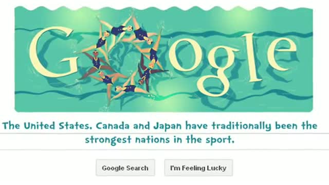 Watch London 2012 Synchronised Swimming 10th Google Doodle Video