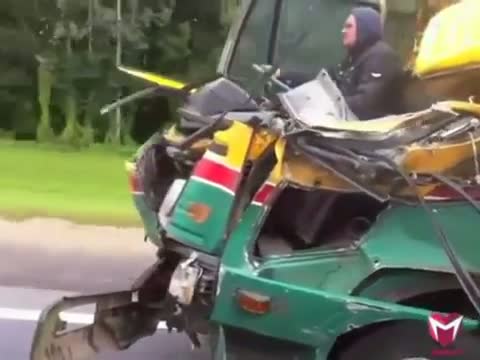 Watch Guy drives demolished truck Video
