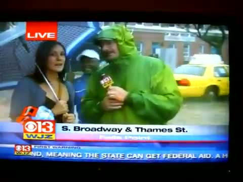 Watch Drunk girl CBS interview in bad weather Video