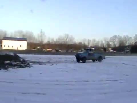 Watch Pickup Truck Snowbank Jump Video