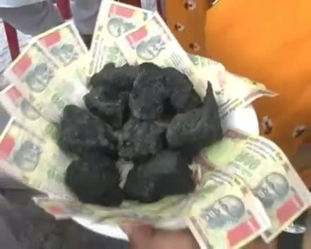 Watch BJP makes PM, Coal Minister feast on coal, notes Video