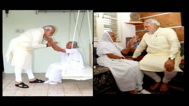 Watch Narendra Modi visits his mother to seek blessing on b'day Video