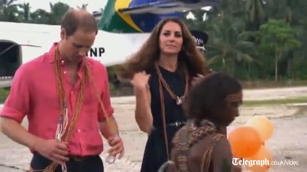Watch William and Kate greeted by topless dancers in Solomon Islands Video