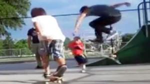 Watch Baby Has A Close Call With Skateboard Video