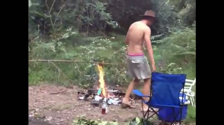 Watch Bloke Vs. Butane In Campfire Video