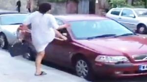 Watch Drunk Woman Vandalizes Cars In London Video