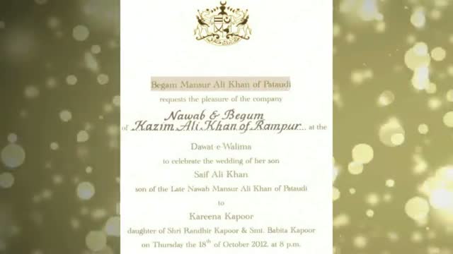 Watch First Look: Saif Ali Khan - Kareena Kapoor Wedding Card!HD] Video