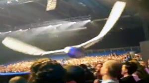 Watch Robotic Bird Crashes Into Spectator's Head Video