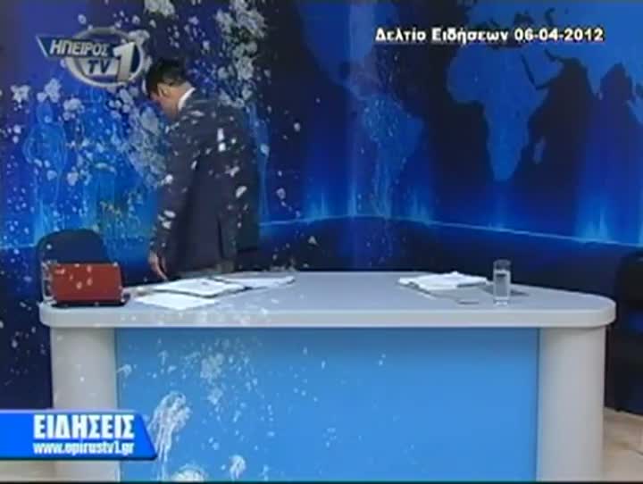 Watch Greek Newscaster Egged by Protesters on Live TV Video