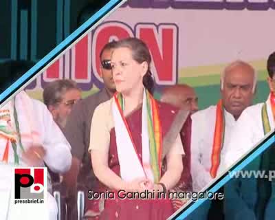 Watch Sonia Gandhi strikes chord with the people in Mangalore  Video