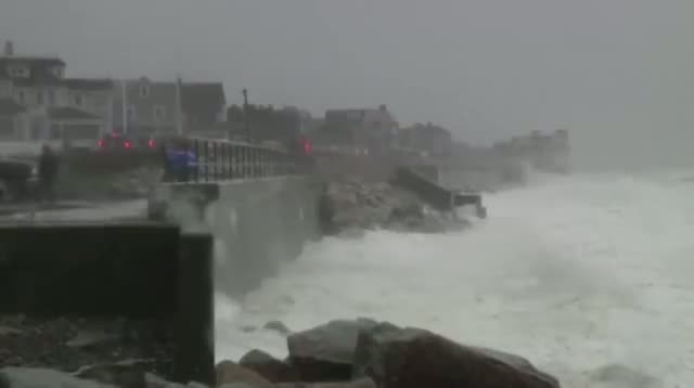 Watch Raw - Waves Crashing in Massachusetts Video