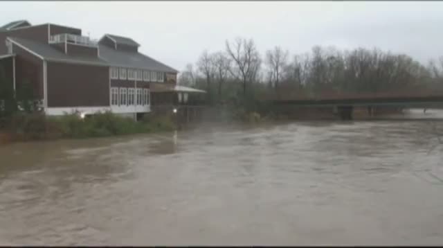 Watch Raw - Ohio's Cuyahoga Overflows From Sandy Rain Video