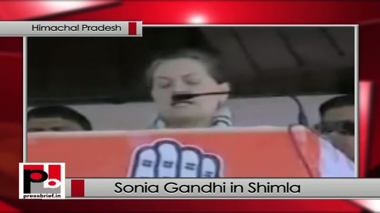 Watch Sonia Gandhi in Shimla urges the Himchal people to support Congress  Video