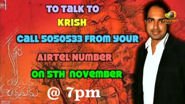Watch To Talk To Krishnam Vande Jagadgurum Director Krish Call 5050533 at 7 PM on November 5th - Telugu Cinema Movies Video