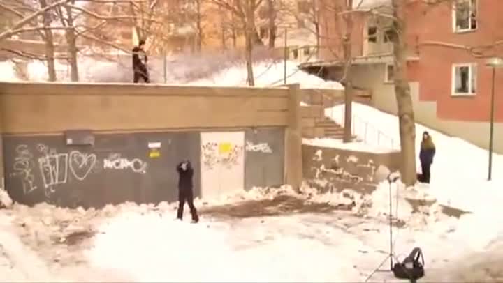 Watch Snowboarder's Lucky Jump Video