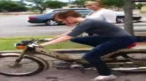 Watch Girl Learns To Crash Moped Video