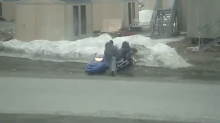 Watch Drunk Guy On a Snowmobile Fail Video