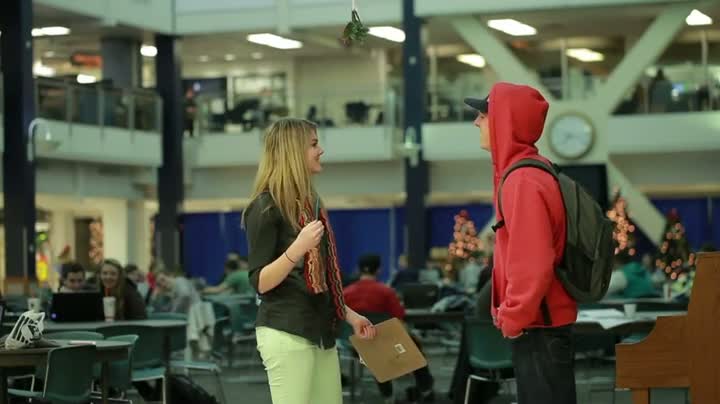 Watch Surprise Mistletoe Kissing Prank Video