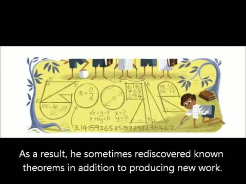 Watch Srinivasa Ramanujan's 125th Birthday Google Doodle - National Mathematics Day - December 22, 2012 Video