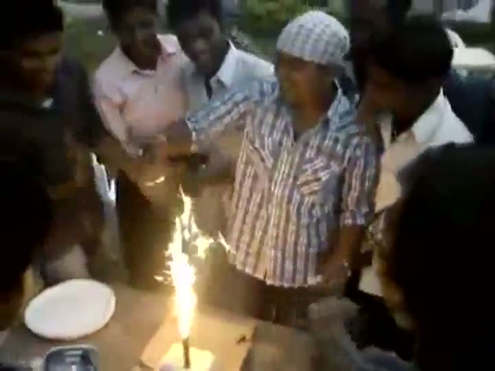 Watch Face Full of Fire on a Failed Birthday Prank Video