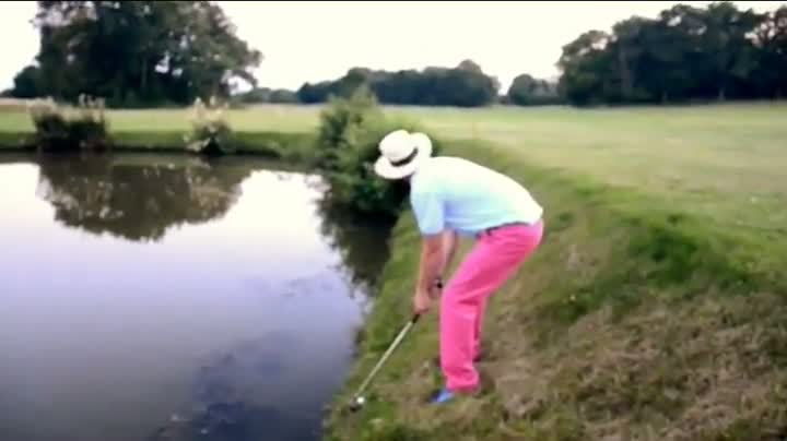Watch Drunk Golfer Falls Into Water Video